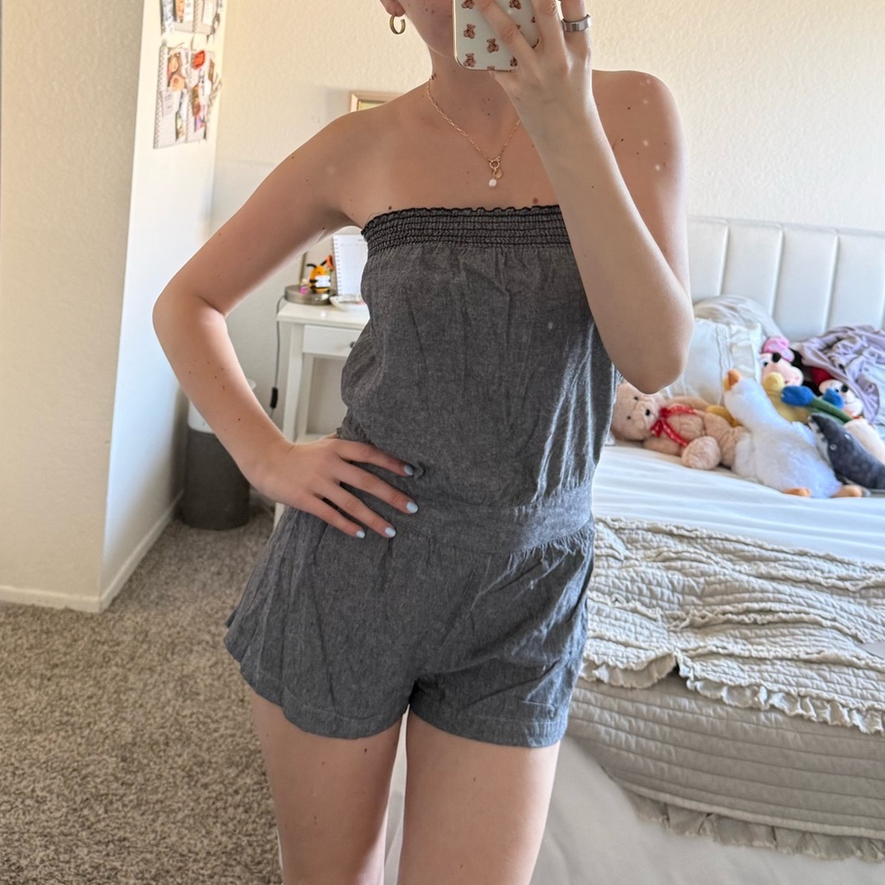 Grey Strapless Romper